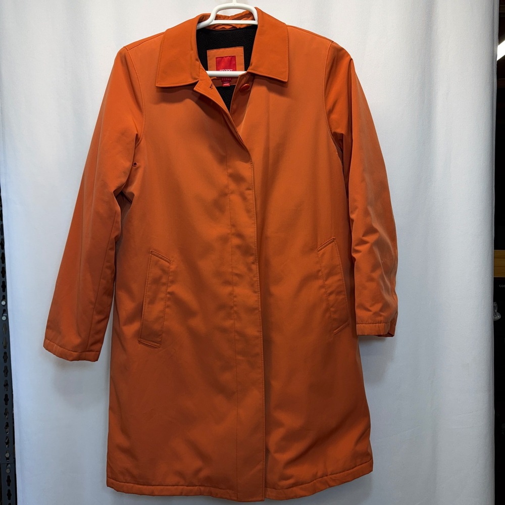 Esprit Outerwear Orange Button Front Trench Coat Women's XL‎ Vintage